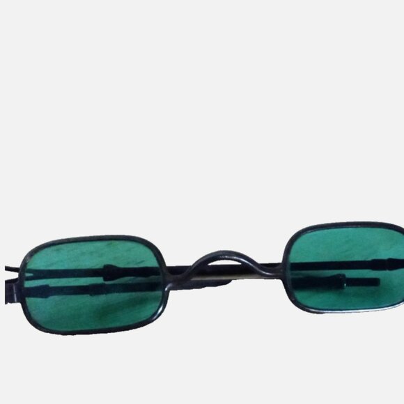 Antique Style Brass Eyeglasses Green Tint Rectangular Adjustable Arms Steampunk main image 4